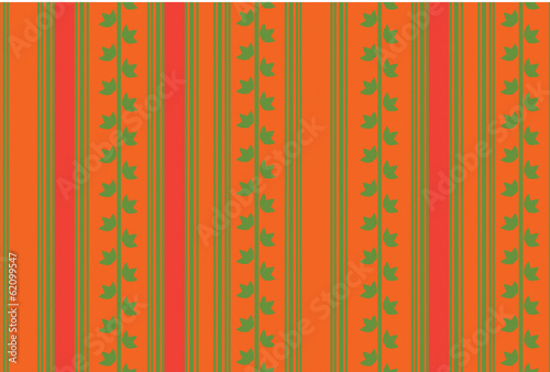 seamless pattern with leaves and strips on an orange background