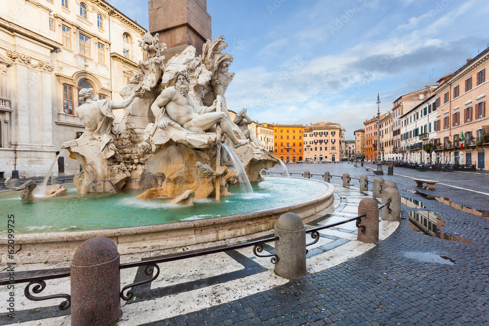 Naklejka premium Piazza Navona, Fontana del Moro. Rzym