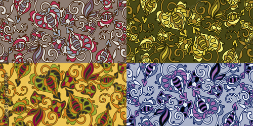 Set of four colorful seamless patterns. EPS-8.