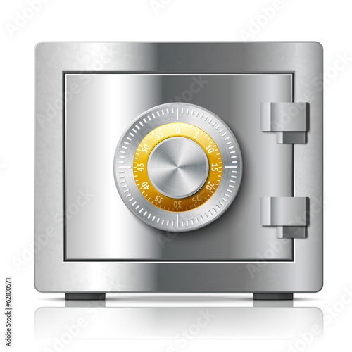 Realistic steel safe icon security concept