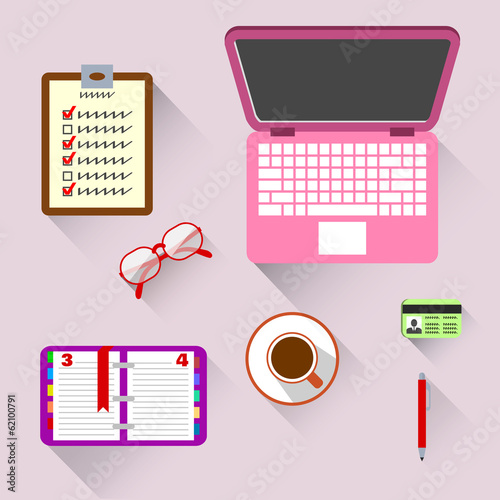 Top view on business workplace
