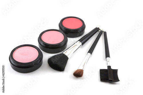 Makeup set on white background