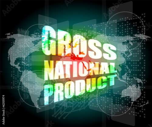 gross national product word on digital touch screen