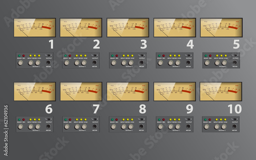 music control board, VU meter, fully editable vector