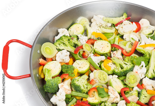 vegetables in pan