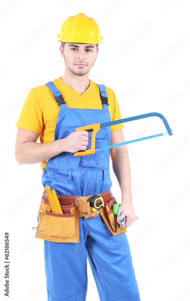 Young worker isolated on white Young worker isolated on white
