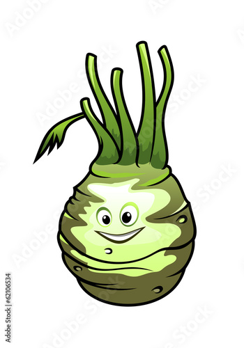 Healthy fresh cartoon kohlrabi vegetable