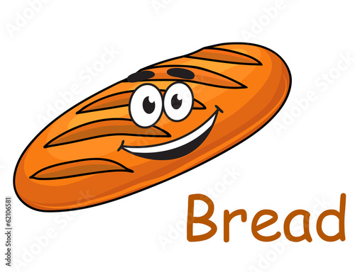 Happy cartoon crusty loaf of bread