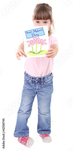 Pretty little girl holding ...