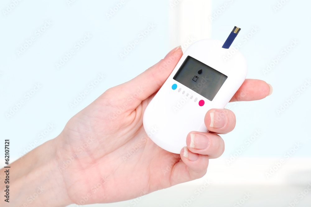 Measuring glucose level blood close-up