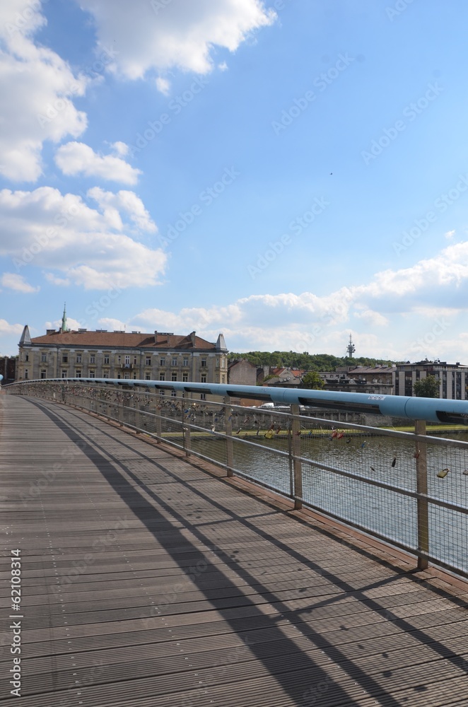 Le pont Kladka bernatka, la Vistule, Cracovie
