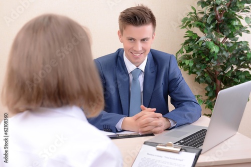 Job applicant having interview