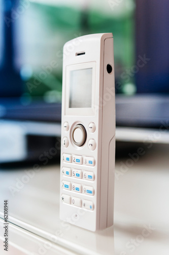 Cordless internet phone on office table