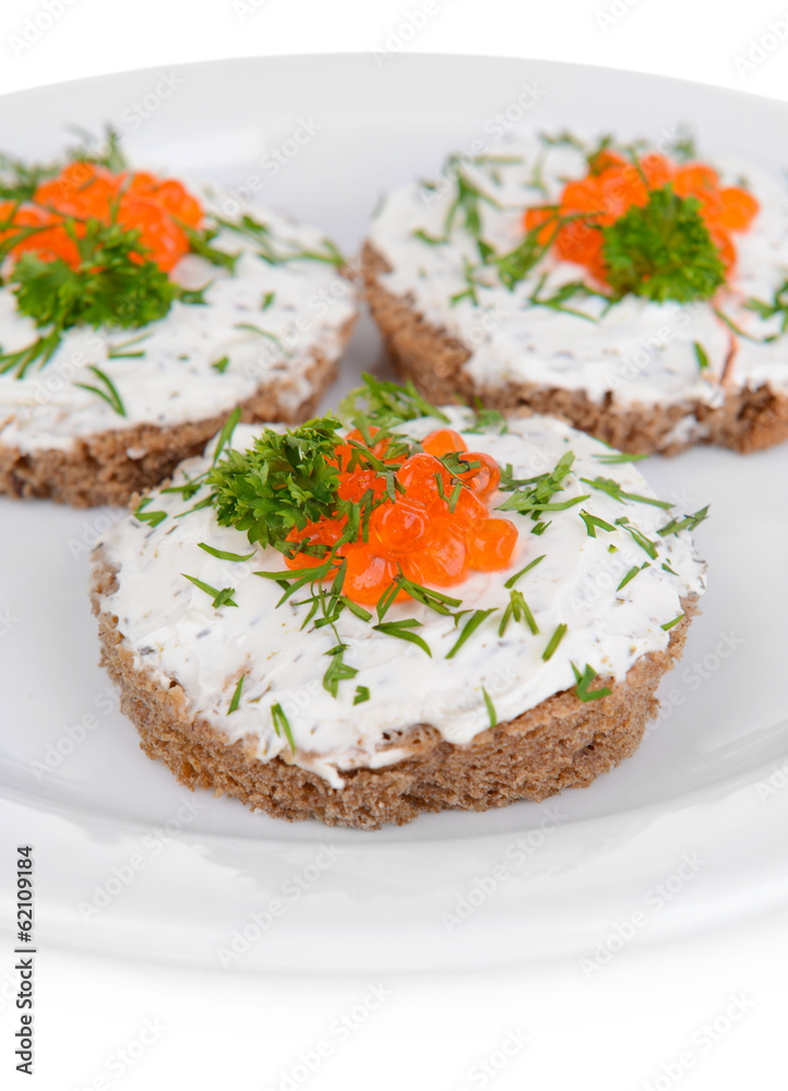 Delicious canapes on plate close-up Delicious canapes on plate close-up