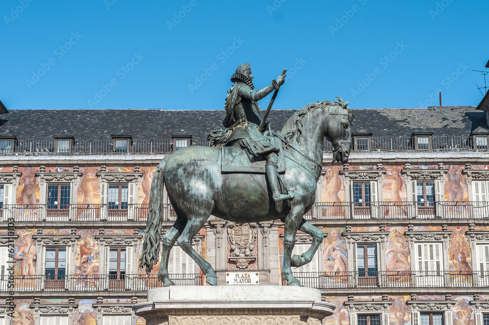 Philip III on the Plaza Mayor in Madrid, Spain. Philip III on the Plaza Mayor in Madrid, Spain.