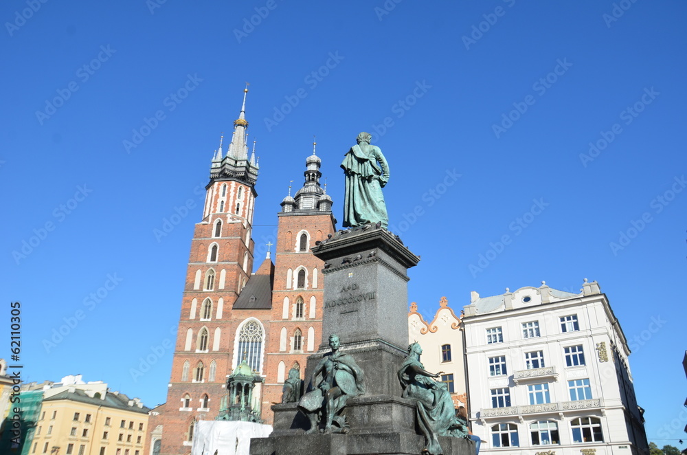 Obraz premium Monument d'Adam Mickiewicz ,Cracovie