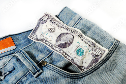 Banknotes in jeans pocket 