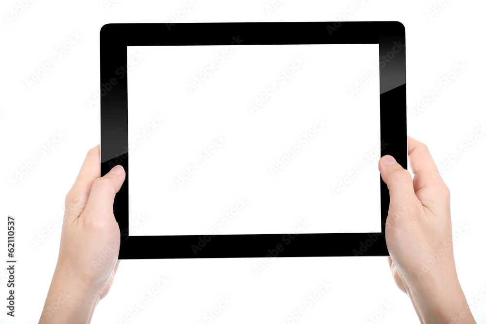 Women holding Tablet PC for do something Women holding Tablet PC for do something