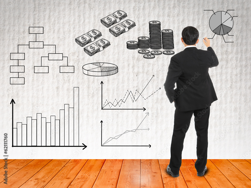 Businessman wrote his planning market share Businessman wrote his planning market share