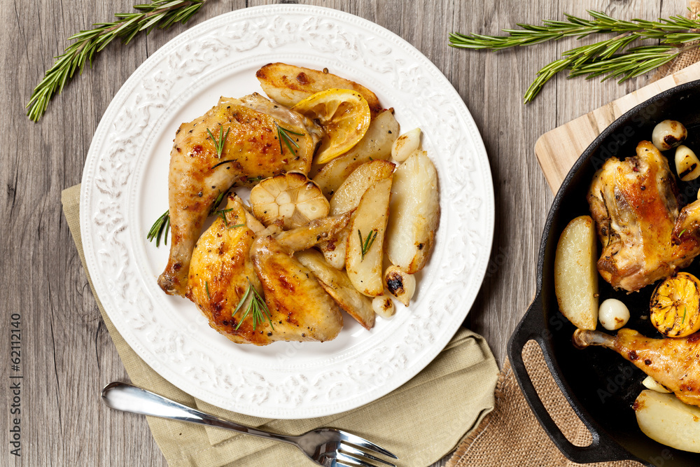 Roasted Chicken with Garlic, Lemon and Rosemary with potato Roasted Chicken with Garlic, Lemon and Rosemary with potato