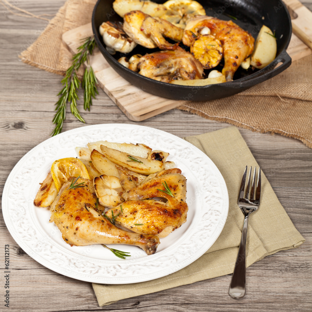 Roasted Chicken with Garlic, Lemon and Rosemary with potato Roasted Chicken with Garlic, Lemon and Rosemary with potato