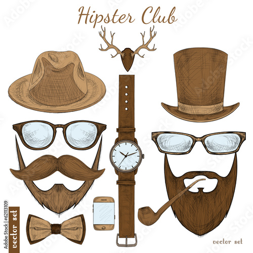 Vintage hipster club accessories