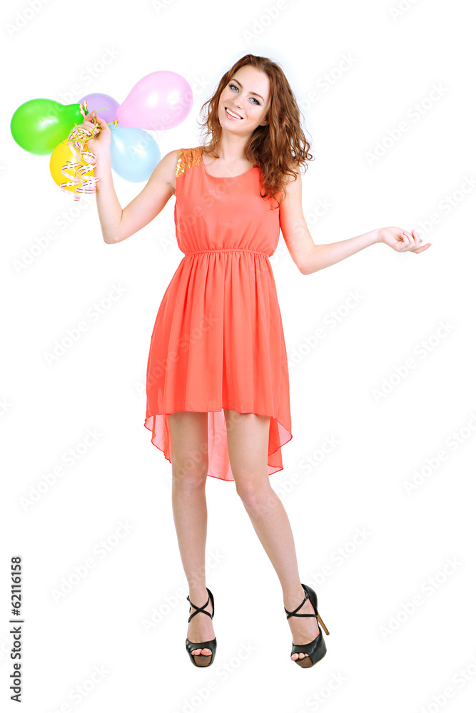 Beautiful young girl in dress isolated on white Beautiful young girl in dress isolated on white