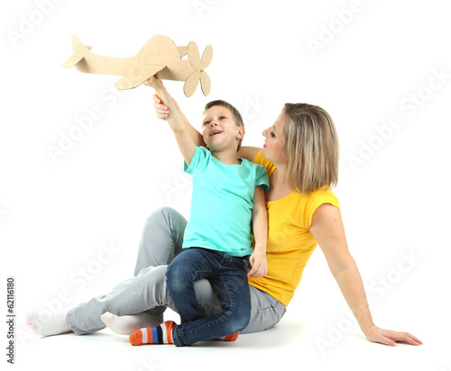 Beautiful mom with little d...