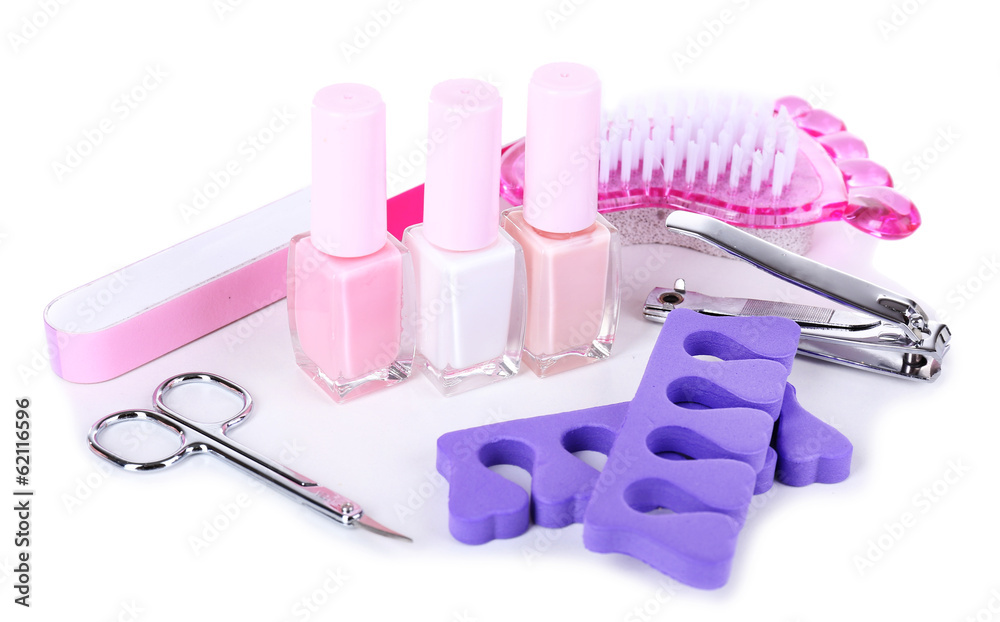 Pedicure set isolated on white