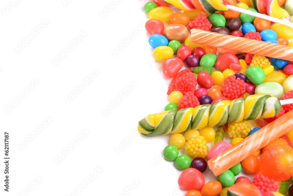 Different colorful fruit candy close-up Different colorful fruit candy close-up