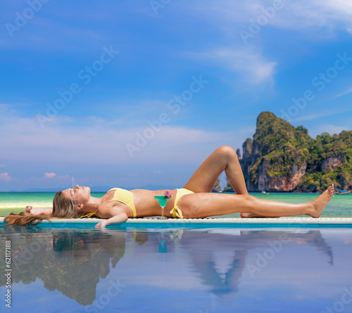Woman by the pool on Ko Phi Phi island
