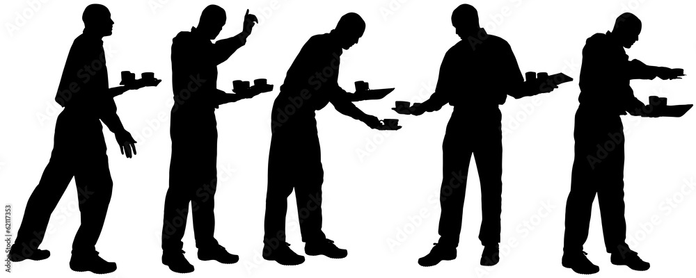 Vector waiter silhouette. Vector waiter silhouette.