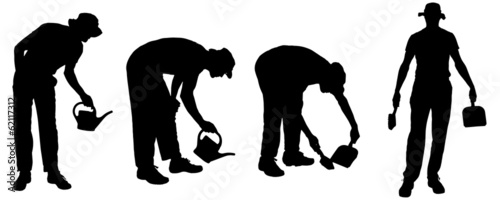 Vector silhouette of a gardener.