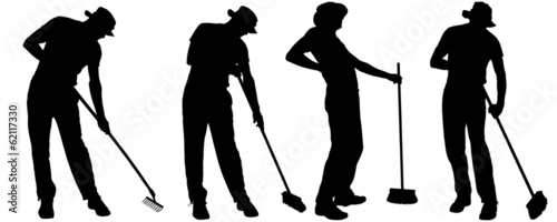 Vector silhouette of a gardener.