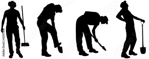 Vector silhouette of a gardener.