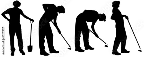 Vector silhouette of a gardener.