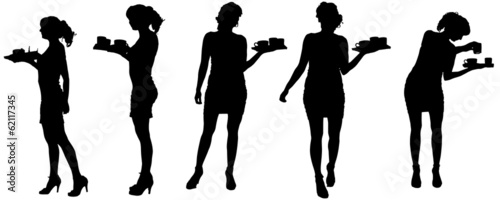 Vector waiter silhouette.