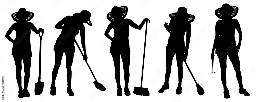 Obraz premium Vector silhouette of a gardener.