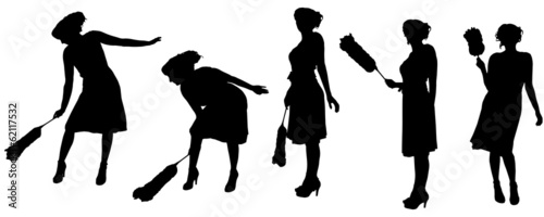 Vector silhouette of a cleaning lady.