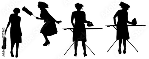 Vector silhouette of a cleaning lady.
