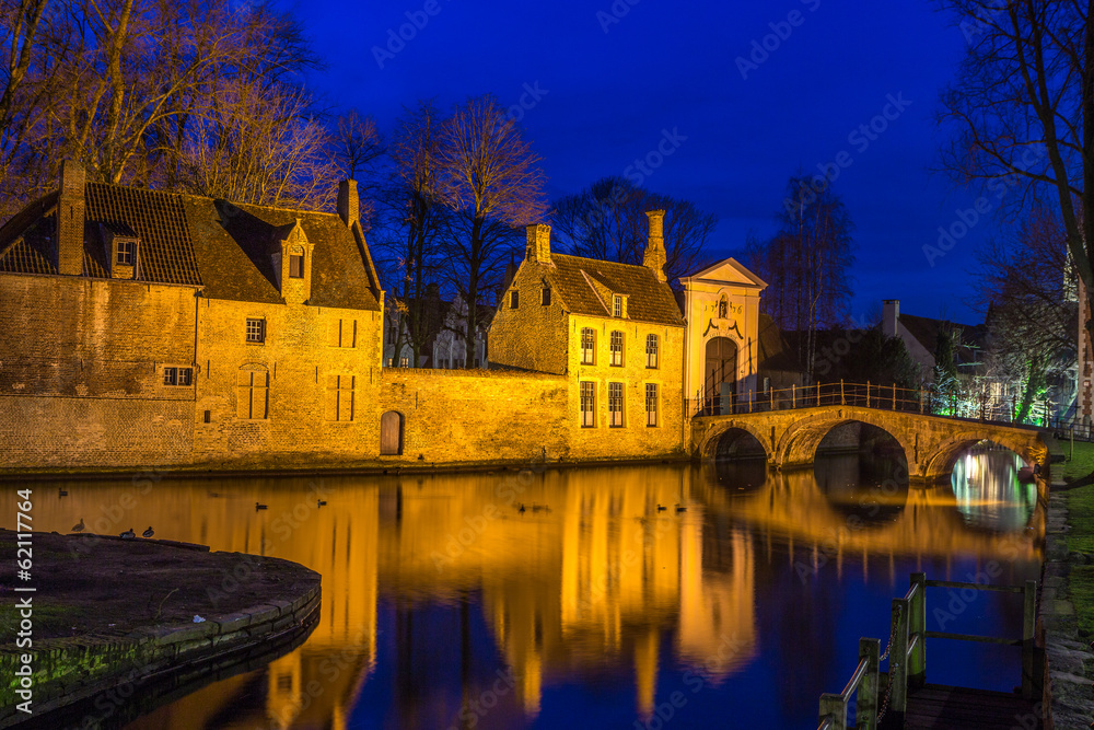 Beguinage of Bruges, Belgium in Blue Hour