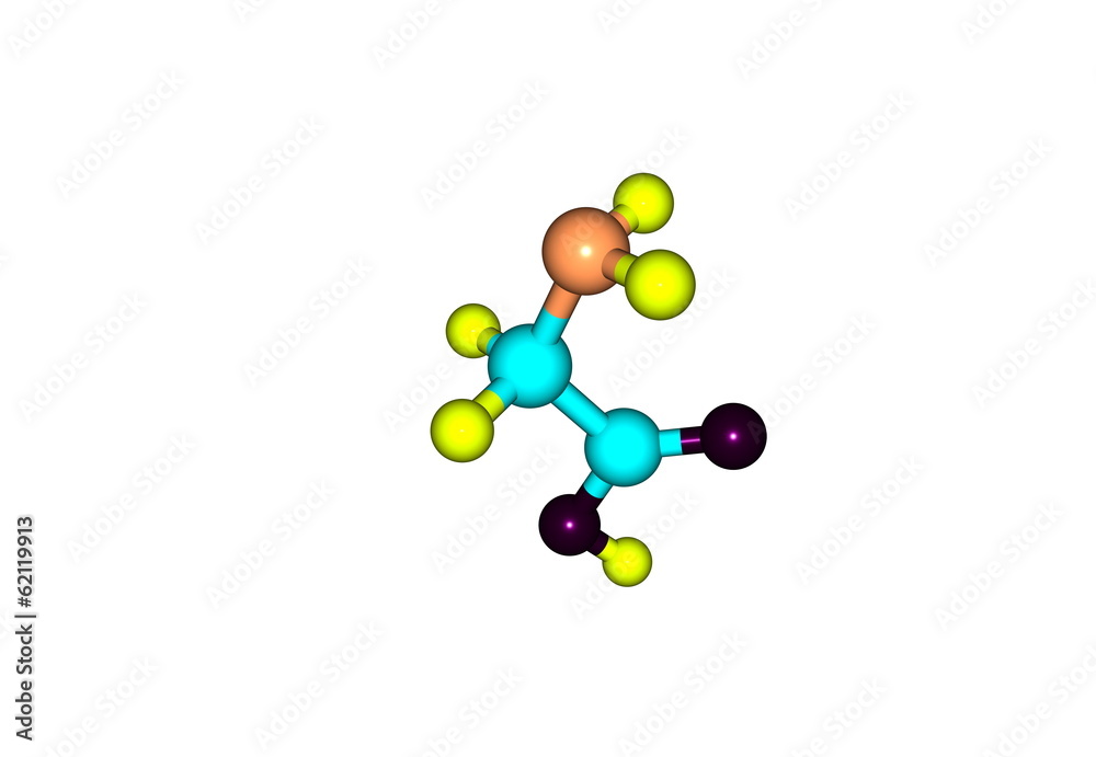 Glycine molecular structure isolated on white