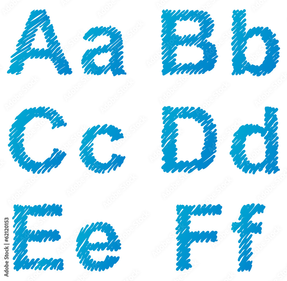Vector hand-drawn font shaded marker Vector hand-drawn font shaded marker