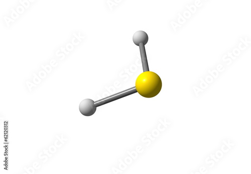 Hydrogen sulfide molecular structure isolated on white