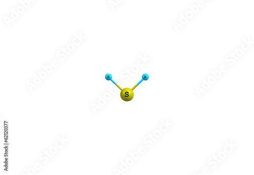 Hydrogen sulfide molecular structure isolated on white