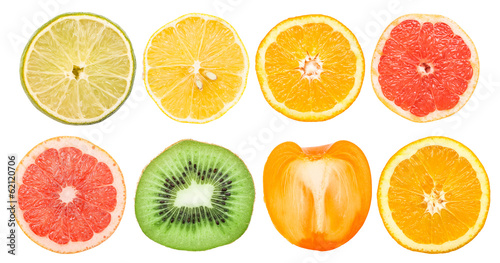 Healthy Fruit Slices Collection Isolated On White