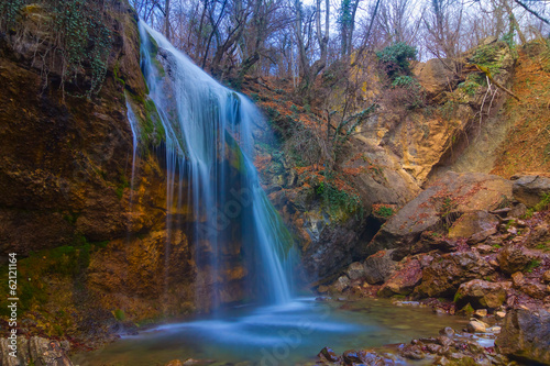 water cascades on a mountain river