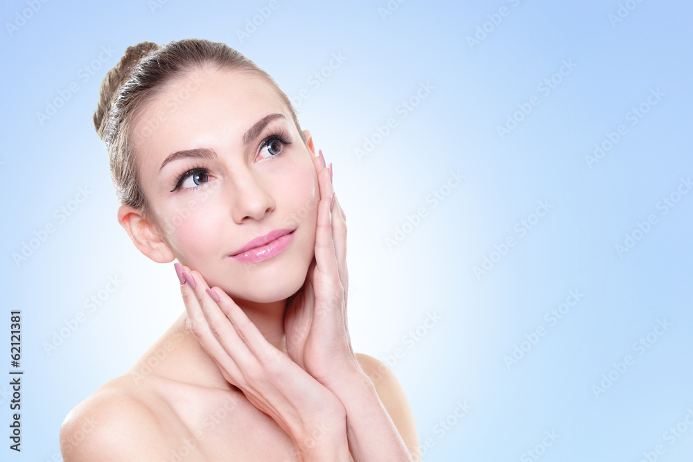 Naklejka premium Skin care young woman face