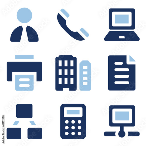 Office web icons, blue set