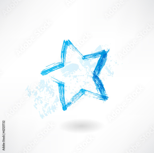 Blue star grunge icon